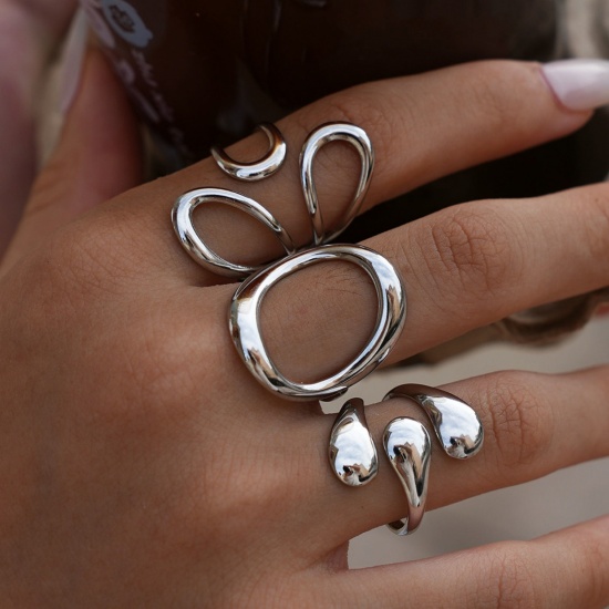 Picture of Wholesale Women's Gift Open Rings, Silver Tone 304 Stainless Steel, Eco-friendly Stylish Dainty Jewelry Supply