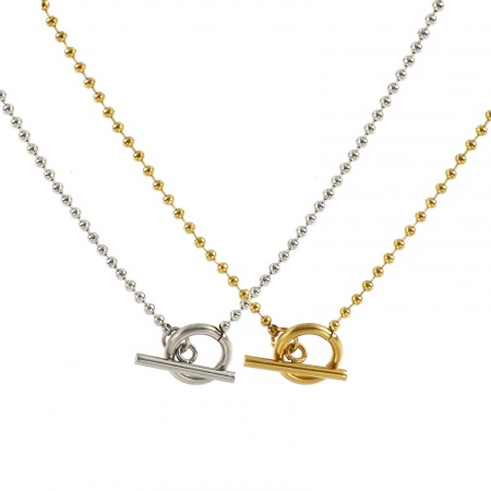 Immagine di All'Ingrosso Con Alternare Fermagli Catena a Pallini Collana, 304 Acciaio Inossidabile, Ecologico Elegante Minimalista Regalo Gioielli Per Rivenditore 50cm Lunghezza, 1 Pz