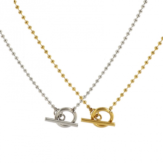 Picture of Wholesale With Toggle Clasp Ball Chain Necklace, 304 Stainless Steel, Eco-friendly Stylish Minimalist Gift Jewelry For Retailer 50cm(19.7") long