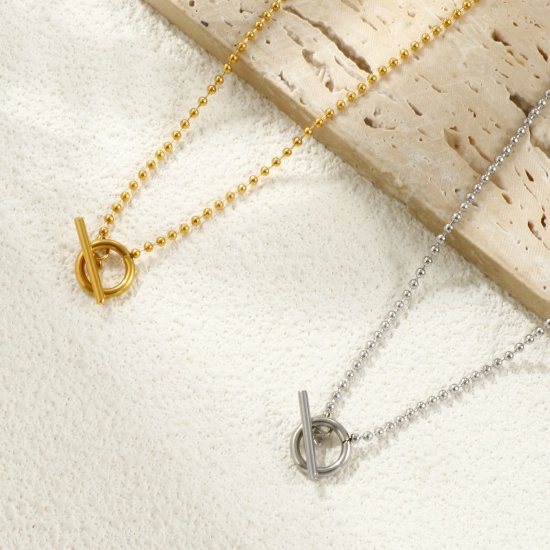 Picture of Wholesale With Toggle Clasp Ball Chain Necklace, 304 Stainless Steel, Eco-friendly Stylish Minimalist Gift Jewelry For Retailer 50cm(19.7") long