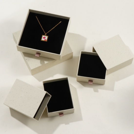Picture of Paper Pull-Out Drawer Jewelry Gift Box Beige