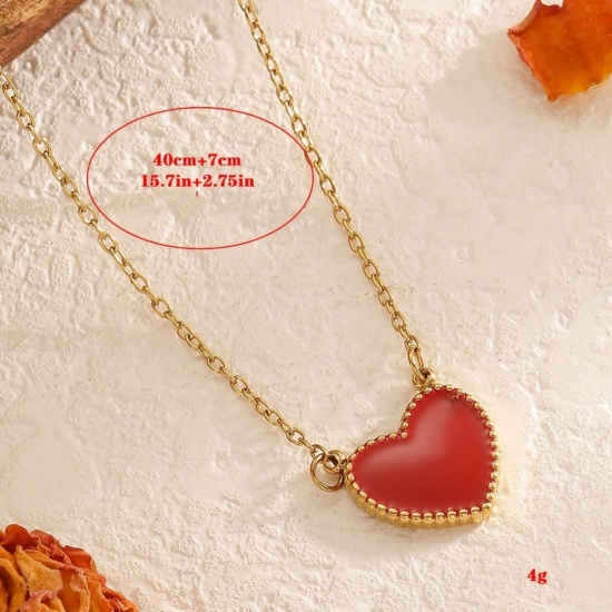 Imagen de Al Por Mayor Corazón Mariposa Collar con Colgante, Chapado en Oro de 18K 304 Acero Inoxidable Mujeres Recubrimiento al Vacío PVD Ecológico Elegante Regalo Joyería Para Venta 40cm + 7cm longitud, 1 Unidad