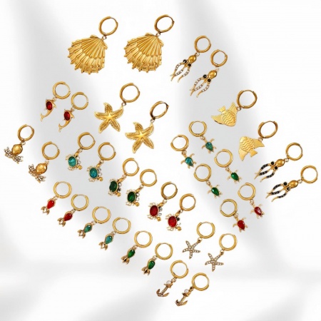 Immagine di All'Ingrosso Gioielli Oceanici Elegante Orecchini Circolari, Placcato Oro 18K 304 Acciaio Inossidabile, Donne Placcatura Sottovuoto PVD Ecologica Regalo Fornitura di Gioielli 12mm Dia., 1 Paio