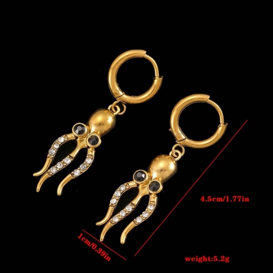 Immagine di All'Ingrosso Gioielli Oceanici Elegante Orecchini Circolari, Placcato Oro 18K 304 Acciaio Inossidabile, Donne Placcatura Sottovuoto PVD Ecologica Regalo Fornitura di Gioielli 12mm Dia., 1 Paio