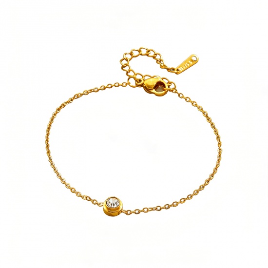 Image de de Gros Bracelets Multicolore en 304 Acier Inoxydable, à Strass Transparent Chaîne Maille Forçat aux Femmes Respectueux de la Nature Élégant Élégant Cadeau Fournitures de Bijoux 1 Pièce
