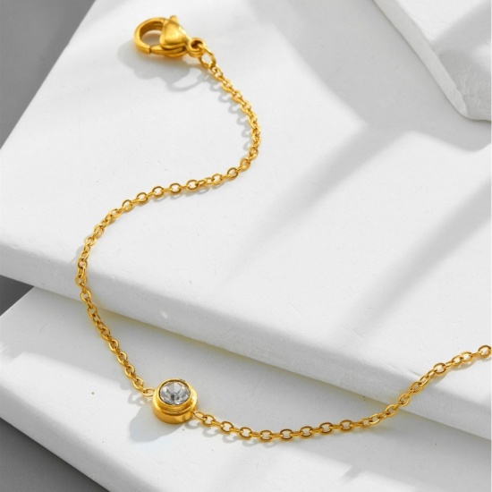 Image de de Gros Bracelets Multicolore en 304 Acier Inoxydable, à Strass Transparent Chaîne Maille Forçat aux Femmes Respectueux de la Nature Élégant Élégant Cadeau Fournitures de Bijoux 1 Pièce