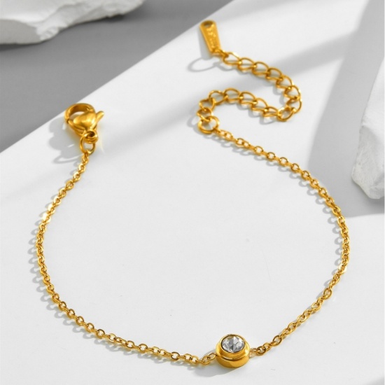 Image de de Gros Bracelets Multicolore en 304 Acier Inoxydable, à Strass Transparent Chaîne Maille Forçat aux Femmes Respectueux de la Nature Élégant Élégant Cadeau Fournitures de Bijoux 1 Pièce