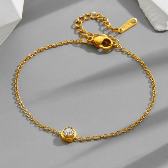 Image de de Gros Bracelets Multicolore en 304 Acier Inoxydable, à Strass Transparent Chaîne Maille Forçat aux Femmes Respectueux de la Nature Élégant Élégant Cadeau Fournitures de Bijoux 1 Pièce