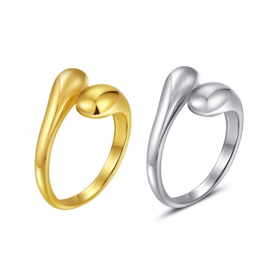 Imagen de Al Por Mayor Mujeres Regalo Abierto Ajustable Anillos, Multicolor 304 Acero Inoxidable, Elegante Elegante Suministro de Joyería 1 Unidad