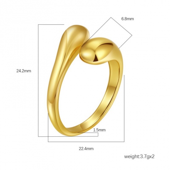 Imagen de Al Por Mayor Mujeres Regalo Abierto Ajustable Anillos, Multicolor 304 Acero Inoxidable, Elegante Elegante Suministro de Joyería 1 Unidad