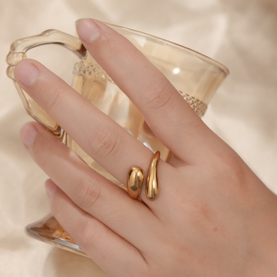 Imagen de Al Por Mayor Mujeres Regalo Abierto Ajustable Anillos, Multicolor 304 Acero Inoxidable, Elegante Elegante Suministro de Joyería 1 Unidad