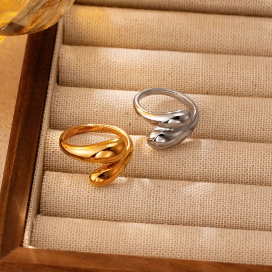 Imagen de Al Por Mayor Mujeres Regalo Abierto Ajustable Anillos, Multicolor 304 Acero Inoxidable, Elegante Elegante Suministro de Joyería 1 Unidad