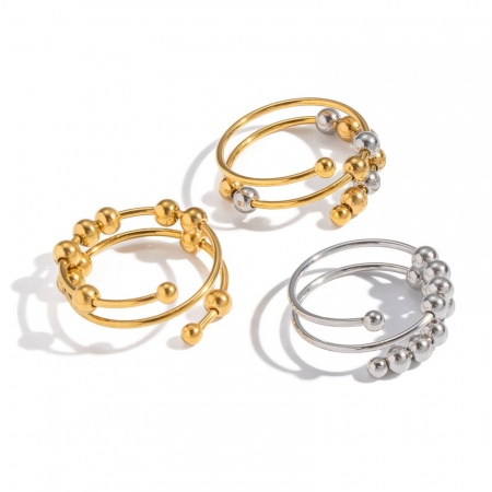 Immagine di All'Ingrosso Donne Regalo Aperto Regolabile Anello, Multicolore 304 Acciaio Inossidabile, Elegante Elegante Fornitura di Gioielli 1 Pz