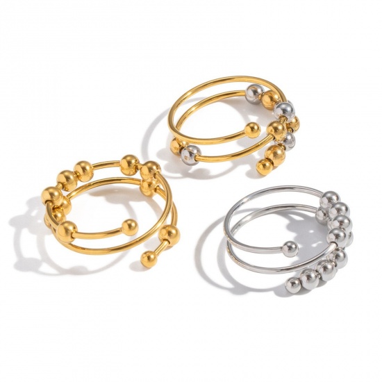 Picture of Wholesale Women's Gift Open Adjustable Rings, Multicolor 304 Stainless Steel, Stylish Dainty Jewelry Supply