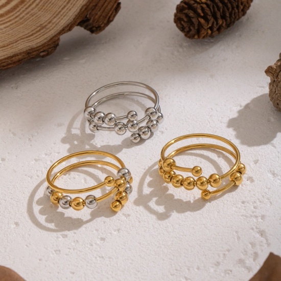 Picture of Wholesale Women's Gift Open Adjustable Rings, Multicolor 304 Stainless Steel, Stylish Dainty Jewelry Supply