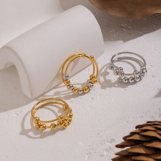 Picture of Wholesale Women's Gift Open Adjustable Rings, Multicolor 304 Stainless Steel, Stylish Dainty Jewelry Supply