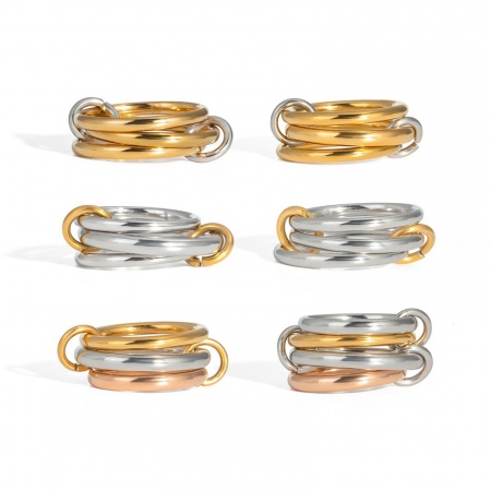 Immagine di All'Ingrosso Donne Regalo Multilayer Non Regolabile Anello, Multicolore 304 Acciaio Inossidabile, Ecologico Elegante Elegante Fornitura di Gioielli 1 Pz