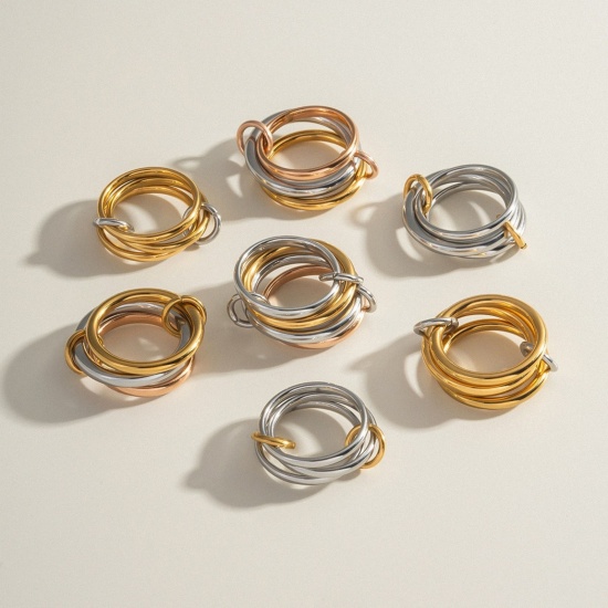 Picture of Wholesale Women's Gift Multilayer Unadjustable Rings, Multicolor 304 Stainless Steel, Eco-friendly Stylish Dainty Jewelry Supply