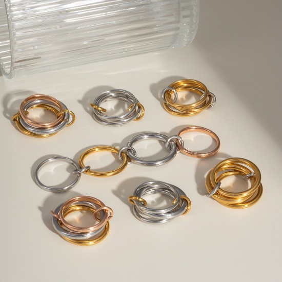 Picture of Wholesale Women's Gift Multilayer Unadjustable Rings, Multicolor 304 Stainless Steel, Eco-friendly Stylish Dainty Jewelry Supply