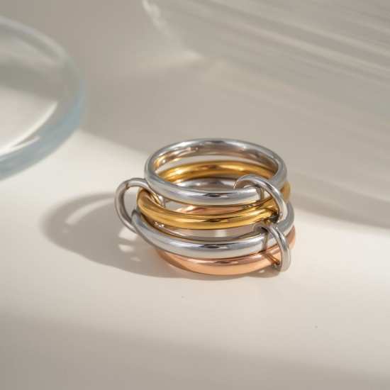 Picture of Wholesale Women's Gift Multilayer Unadjustable Rings, Multicolor 304 Stainless Steel, Eco-friendly Stylish Dainty Jewelry Supply