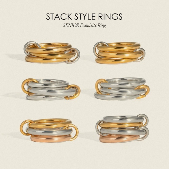 Picture of Wholesale Women's Gift Multilayer Unadjustable Rings, Multicolor 304 Stainless Steel, Eco-friendly Stylish Dainty Jewelry Supply