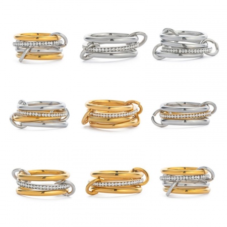 Immagine di All'Ingrosso Donne Regalo Multilayer Non Regolabile Anello, Multicolore 304 Acciaio Inossidabile, Ecologico Elegante Elegante Fornitura di Gioielli 1 Pz