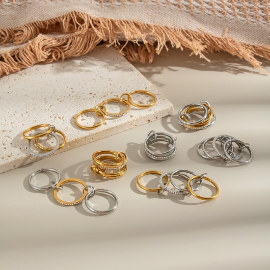 Picture of Wholesale Women's Gift Multilayer Unadjustable Rings, Multicolor 304 Stainless Steel, Eco-friendly Stylish Dainty Jewelry Supply