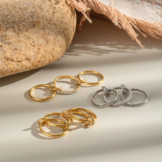 Picture of Wholesale Women's Gift Multilayer Unadjustable Rings, Multicolor 304 Stainless Steel, Eco-friendly Stylish Dainty Jewelry Supply
