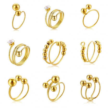 Immagine di All'Ingrosso Donne Regalo Palla Aperto Anello, Multicolore 201 Acciaio Inossidabile, Elegante Elegante Fornitura di Gioielli 1 Pz