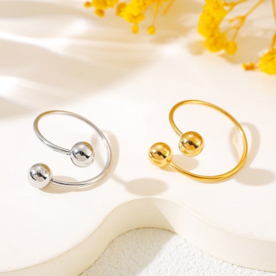 Picture of Wholesale Women's Gift Ball Open Rings, Multicolor 201 Stainless Steel, Stylish Dainty Jewelry Supply