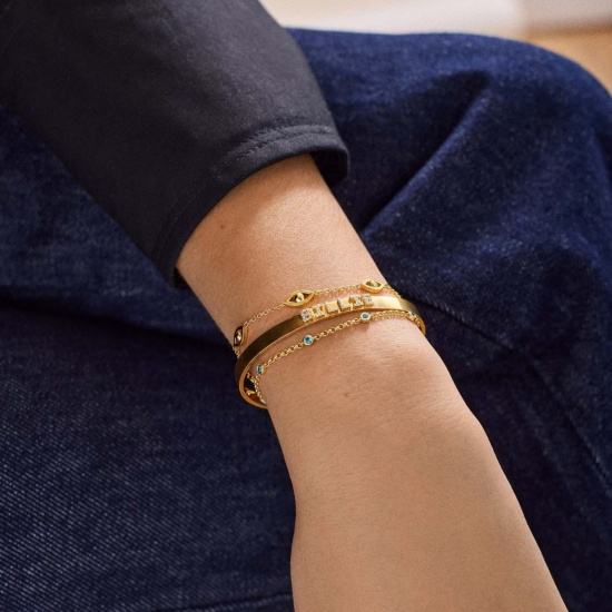 Picture of Wholesale Birthstone 304 Stainless Steel Rolo Chain Station Bracelet, 18K Gold Plated Eco-friendly PVD, Women's Simple Stylish Gift Jewelry Supply, 19cm(7.5") long