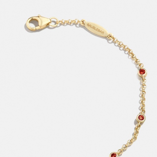 Picture of Wholesale Birthstone 304 Stainless Steel Rolo Chain Station Bracelet, 18K Gold Plated Eco-friendly PVD, Women's Simple Stylish Gift Jewelry Supply, 19cm(7.5") long