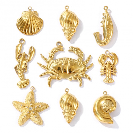 Picture of Eco-friendly PVD Vacuum Plating Waterproof Anti-Tarnish Hypoallergenic 304 Stainless Steel Charms 18K Real Gold Plated