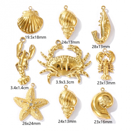 Picture of Eco-friendly PVD Vacuum Plating Waterproof Anti-Tarnish Hypoallergenic 304 Stainless Steel Charms 18K Real Gold Plated