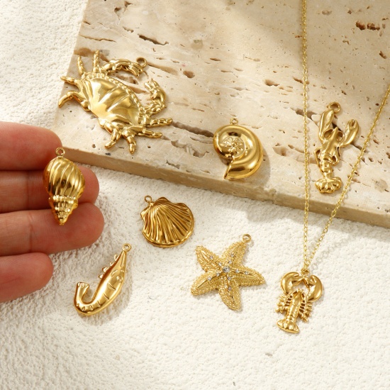 Picture of Eco-friendly PVD Vacuum Plating Waterproof Anti-Tarnish Hypoallergenic 304 Stainless Steel Charms 18K Real Gold Plated