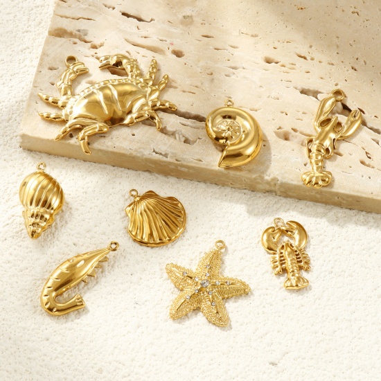 Picture of Eco-friendly PVD Vacuum Plating Waterproof Anti-Tarnish Hypoallergenic 304 Stainless Steel Charms 18K Real Gold Plated