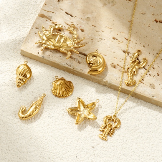 Picture of Eco-friendly PVD Vacuum Plating Waterproof Anti-Tarnish Hypoallergenic 304 Stainless Steel Charms 18K Real Gold Plated