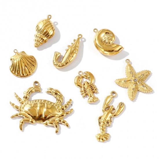 Picture of Eco-friendly PVD Vacuum Plating Waterproof Anti-Tarnish Hypoallergenic 304 Stainless Steel Charms 18K Real Gold Plated