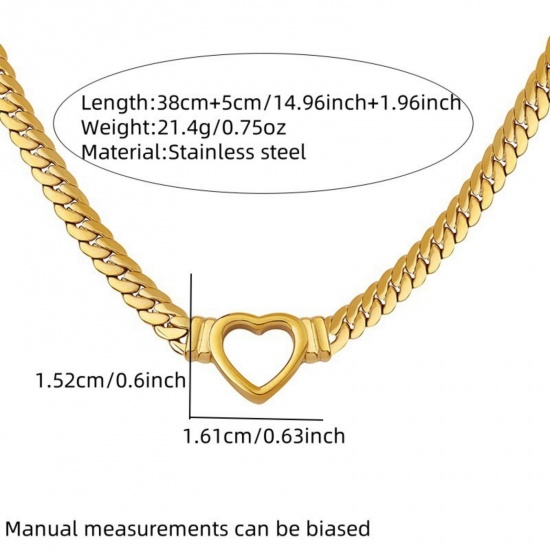 Picture of Wholesale Heart Necklace & Bracelet, 18K Gold Plated 304 Stainless Steel Women's Eco-friendly PVD Vacuum Plating Valentine's Day Stylish Gift Jewelry For Retailer