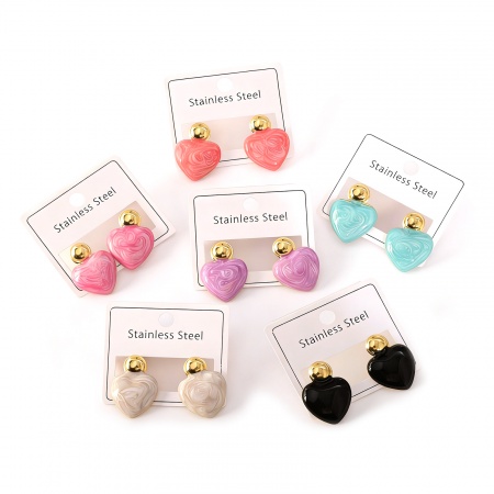 Picture of Wholesale Valentine's Day Retro Ear Post Stud Earrings, Heart 18K Gold Plated 304 Stainless Steel, Women's Eco-friendly Gift Jewelry Supply 26mm x 19mm, 1 Pair
