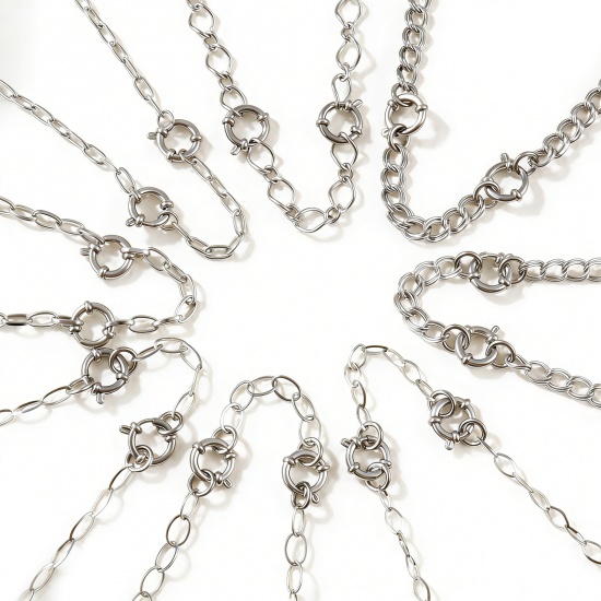 Picture of Wholesale Link Cable Chain Charm Holder Necklace, Silver Tone 304 Stainless Steel, Unisex Eco-friendly Exquisite Simple & Casual Gift Jewelry For Retailer