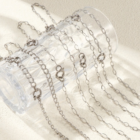 Picture of Wholesale Link Cable Chain Charm Holder Necklace, Silver Tone 304 Stainless Steel, Unisex Eco-friendly Exquisite Simple & Casual Gift Jewelry For Retailer