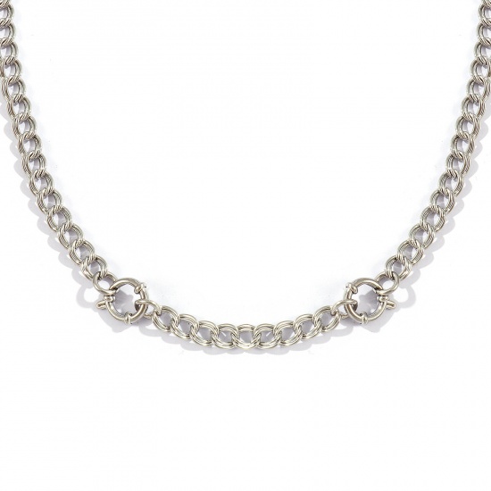 Picture of Wholesale Link Cable Chain Charm Holder Necklace, Silver Tone 304 Stainless Steel, Unisex Eco-friendly Exquisite Simple & Casual Gift Jewelry For Retailer