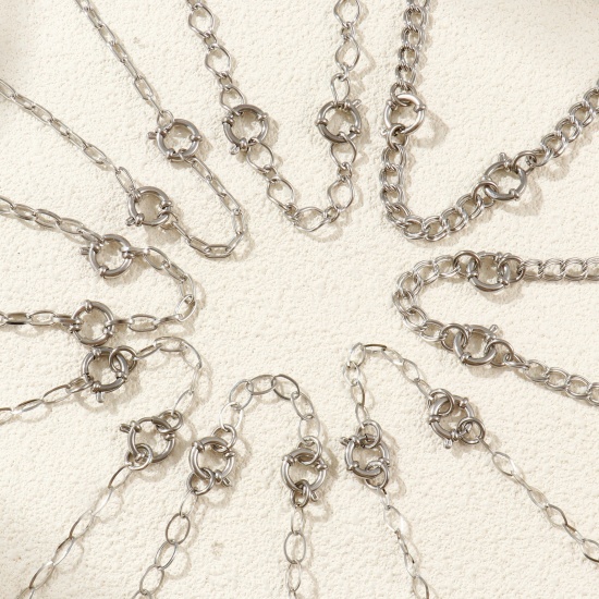 Picture of Wholesale Link Cable Chain Charm Holder Necklace, Silver Tone 304 Stainless Steel, Unisex Eco-friendly Exquisite Simple & Casual Gift Jewelry For Retailer