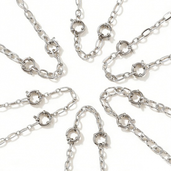 Picture of Wholesale Spiral Link Cable Chain Charm Holder Necklace, Silver Tone 304 Stainless Steel, Unisex Eco-friendly Exquisite Simple & Casual Gift Jewelry For Retailer