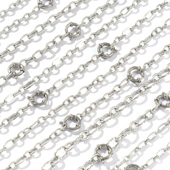 Picture of Wholesale Spiral Link Cable Chain Charm Holder Necklace, Silver Tone 304 Stainless Steel, Unisex Eco-friendly Exquisite Simple & Casual Gift Jewelry For Retailer