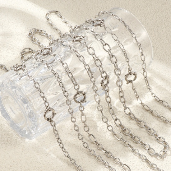 Picture of Wholesale Spiral Link Cable Chain Charm Holder Necklace, Silver Tone 304 Stainless Steel, Unisex Eco-friendly Exquisite Simple & Casual Gift Jewelry For Retailer