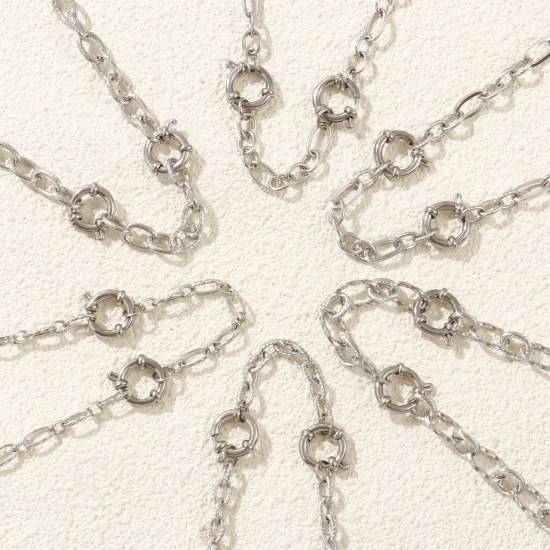Picture of Wholesale Spiral Link Cable Chain Charm Holder Necklace, Silver Tone 304 Stainless Steel, Unisex Eco-friendly Exquisite Simple & Casual Gift Jewelry For Retailer