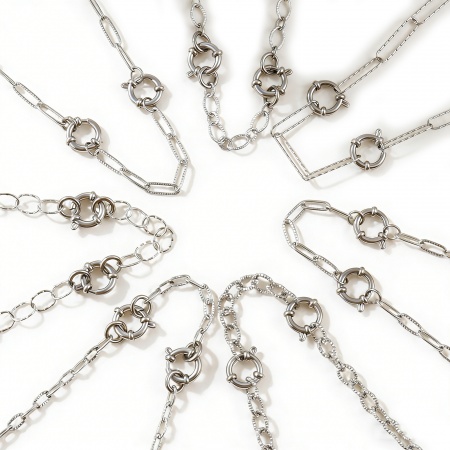 Immagine di Tessuto Collana Porta Ciondoli All'Ingrosso, Catena a Cavo Tono Argento 304 Acciaio Inossidabile, Unisex Ecologico Squisito Semplice & Casual Regalo Gioielli Per Rivenditore, 1 Pz