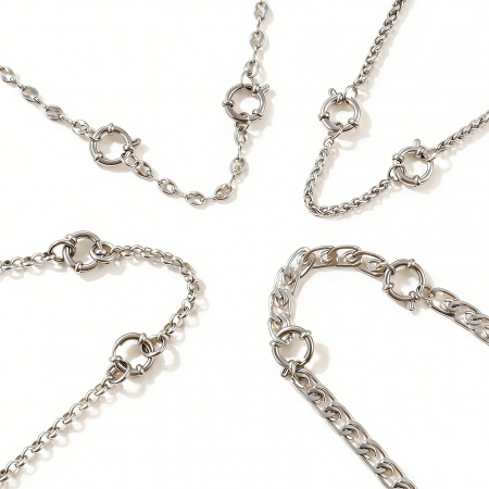 Immagine di Collana Porta Ciondoli All'Ingrosso, Catena a Maglia Fatta a Mano Tono Argento 304 Acciaio Inossidabile, Unisex Ecologico Squisito Semplice & Casual Regalo Gioielli Per Rivenditore, 1 Pz